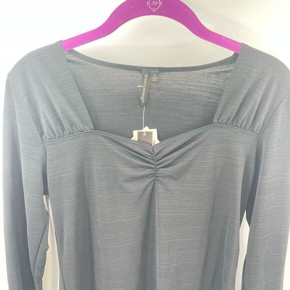 Susan Lawrence NEW long sleeve black stretch top blouse shirt - Picture 2 of 11